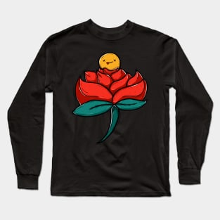 Roses flower with smile emoticon Long Sleeve T-Shirt